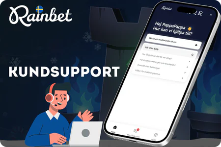 Kundsupport 24/7 livechatt i Rainbet app